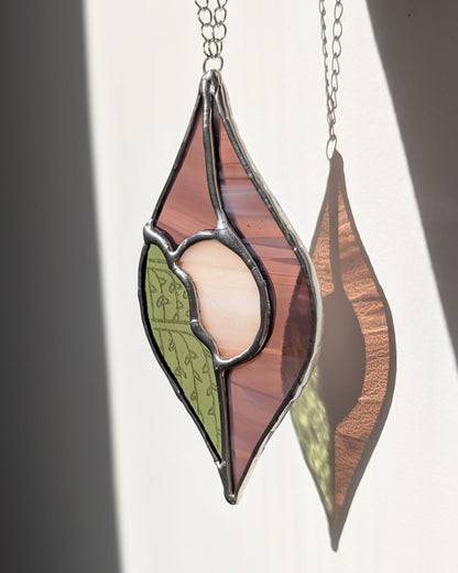 Vitrail suspension arbre nature reflet artisanal